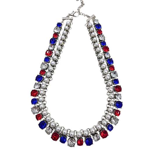 Pearls & American Pride Layered Necklace