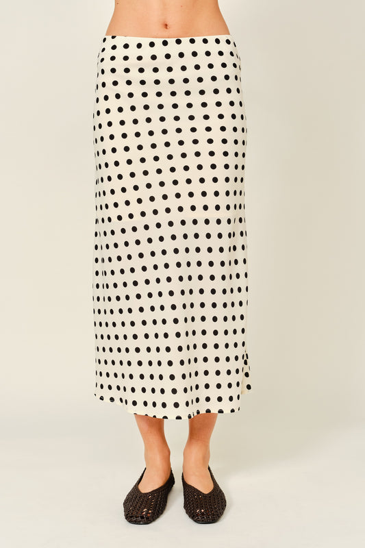 Cream Polka Dot Midi Skirt (Reg.)