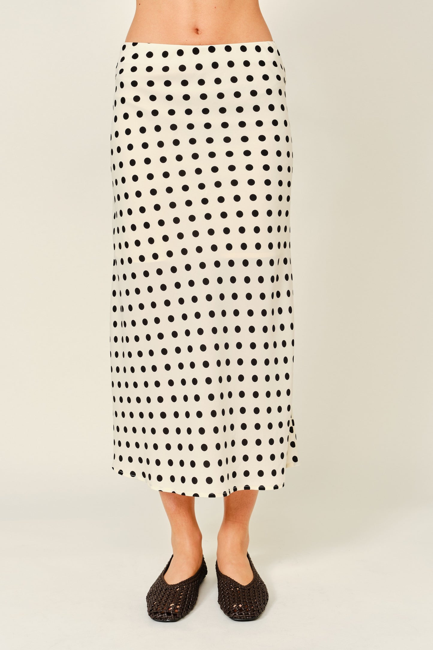 Cream Polka Dot Midi Skirt (Reg.)