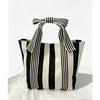 Striped Canvas Tote Bow Handle Bag (4 Colors)