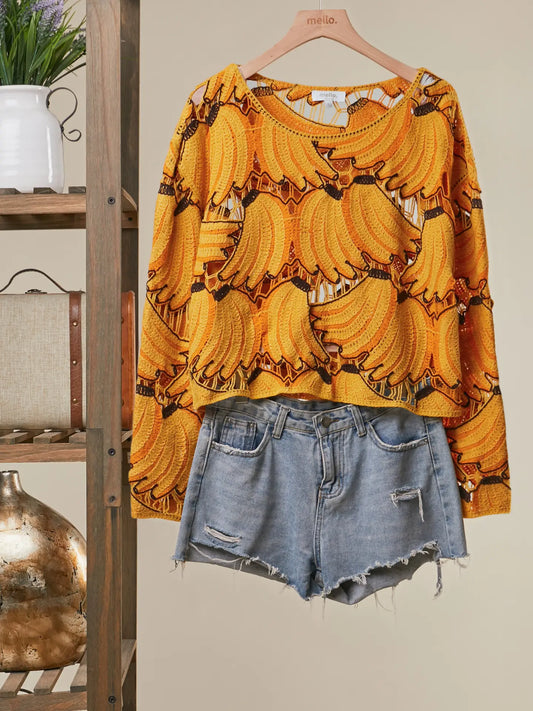 Banana Crochet Long Sleeve Top (Reg.)