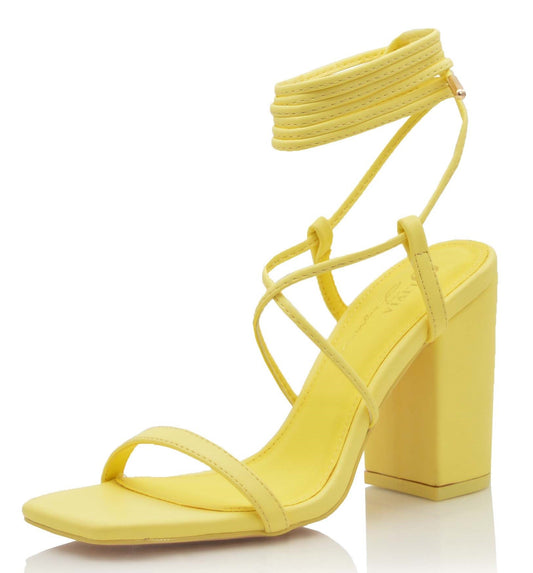 Yellow Chasing Sunsets Wrap Heels