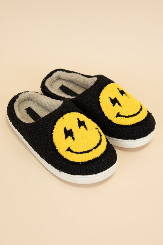 Black Happy Face Slippers