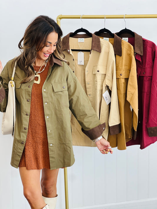 Contrast Button Down Shacket (Reg.) - 4 Colors