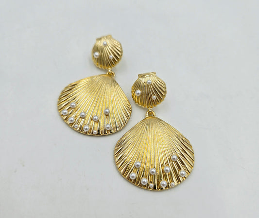 Glitzy Double Shell Earrings