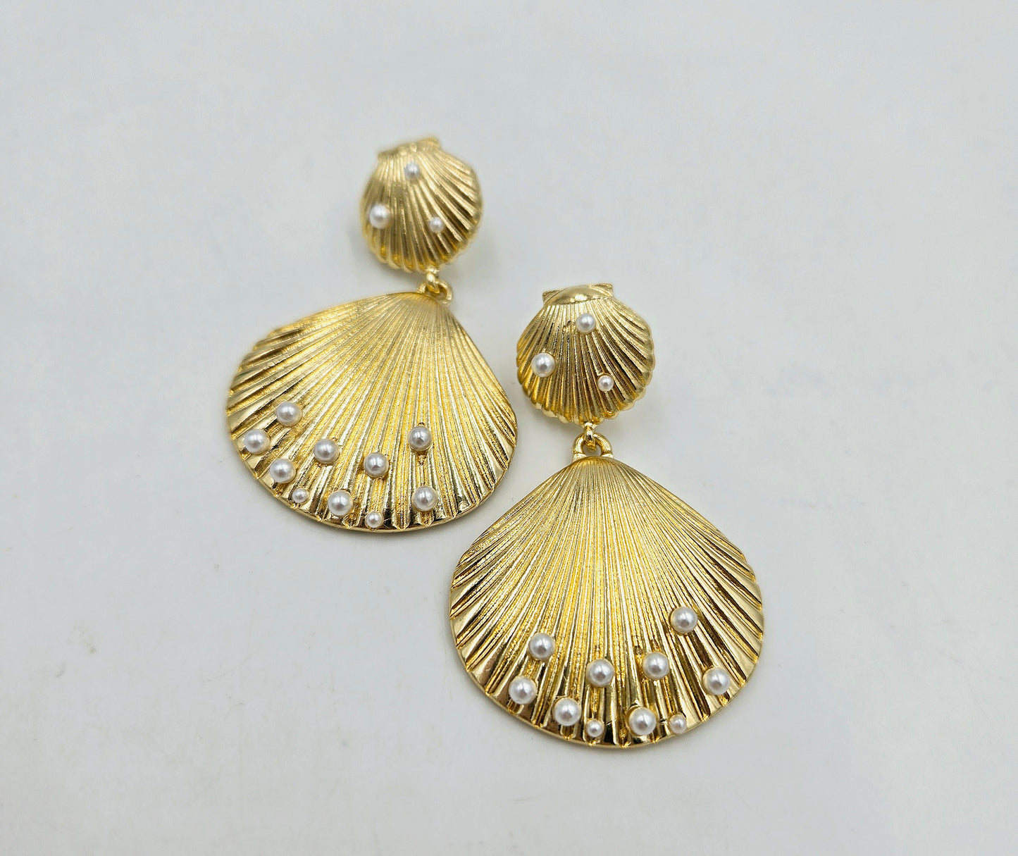 Glitzy Double Shell Earrings