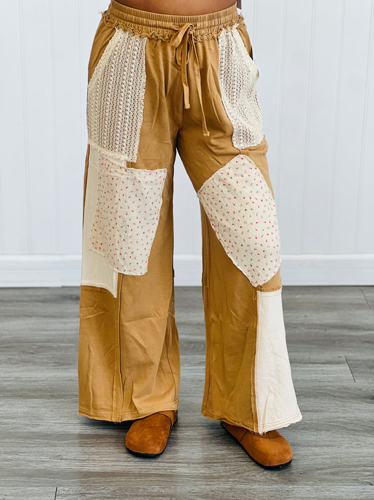Dijon Mixed Patch Wide Leg Pants (Reg & Plus)