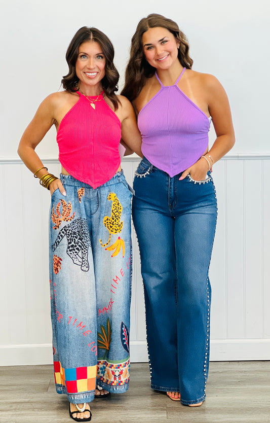 Back Cross Tie Detail Cami Top (Reg.) - 2 Colors