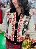 Queen Of Sparkles Black Trim Collar Nutcracker & Candy Cane Cardigan (Reg. and Plus)