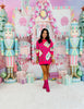 Queen Of Sparkles Pink & Green Polka Dot Christmas Mahjong Tile Sweater (Reg. & Plus)