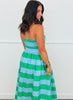 Green Stripe Belted Strapless Midi Dress (Reg.)