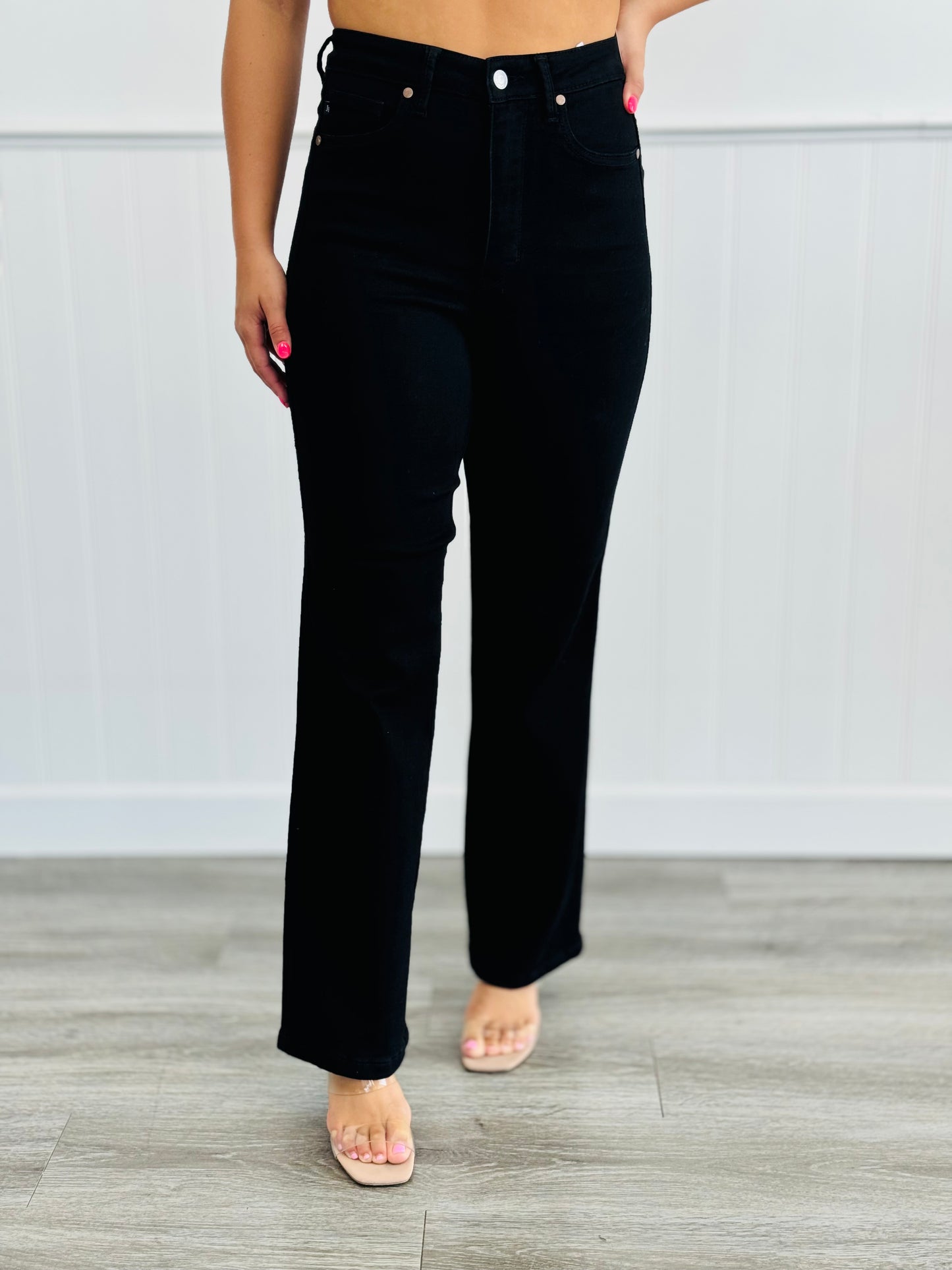 Judy Blue Tummy Control Black Classic Straight Jeans (Reg. and Plus)