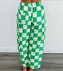 Kelly Green Checkered Print Barrel Pants (Reg. and Plus)