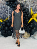 Black Circular Sequins Midi Dress (Reg & Plus)