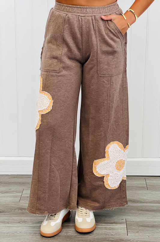 Mocha Floral Patch Pants (Reg & Plus)
