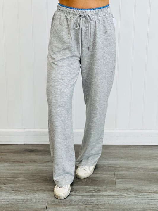 Grey Contrast Waist Sweatpants (Reg & Plus)