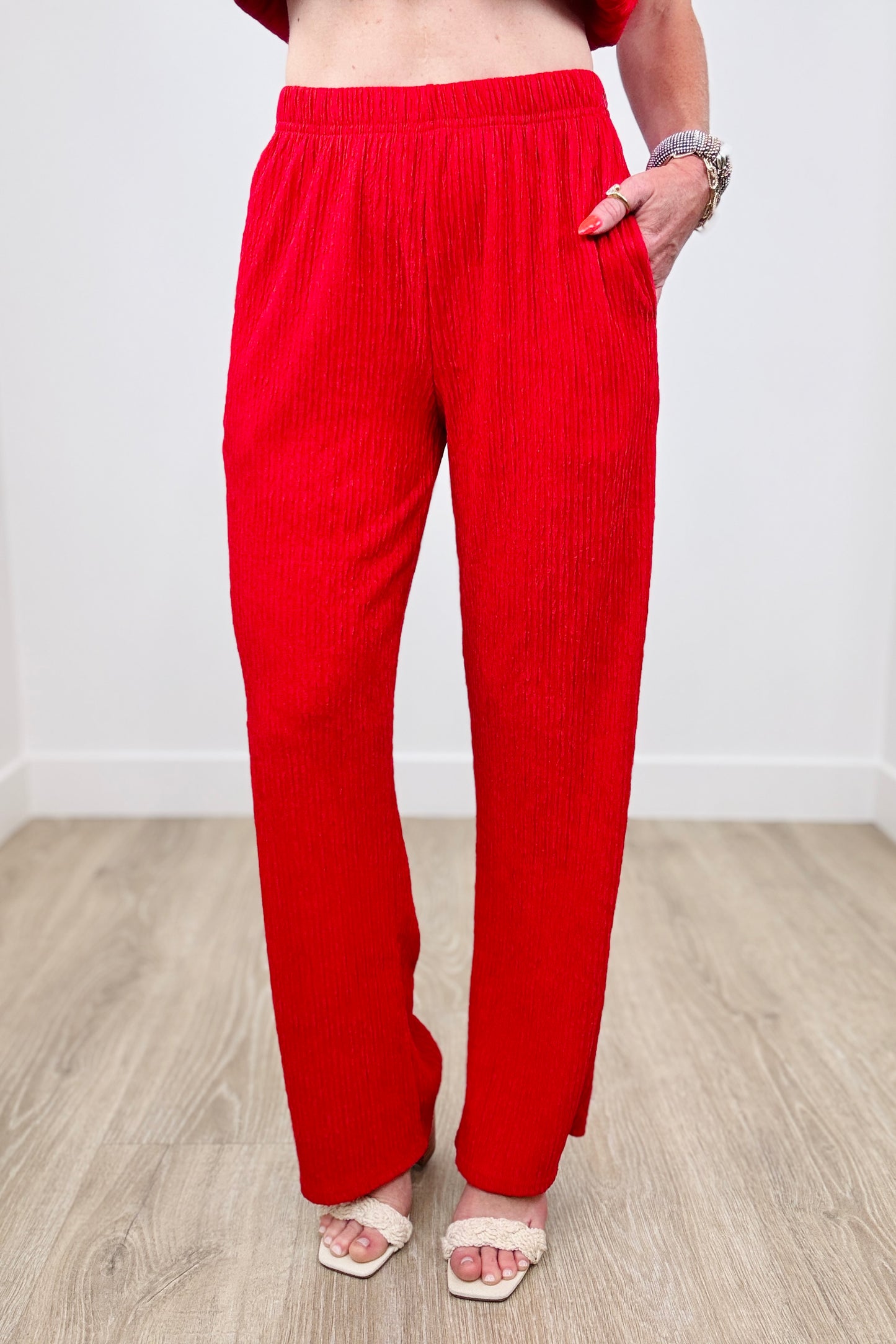 Texture Bubble Tube Top & Pants Set (Reg.)-2 Colors