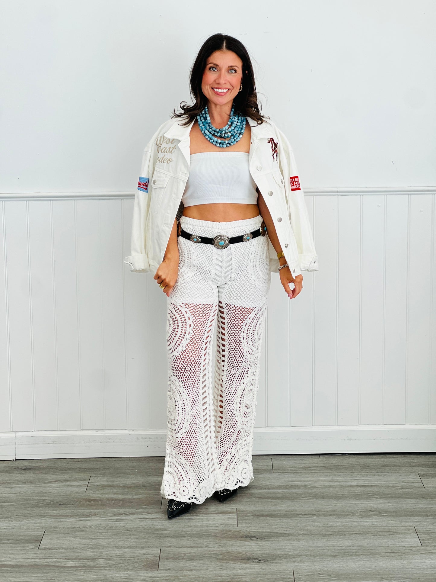 White Denim Rodeo Trucker Jacket (Reg & Plus)