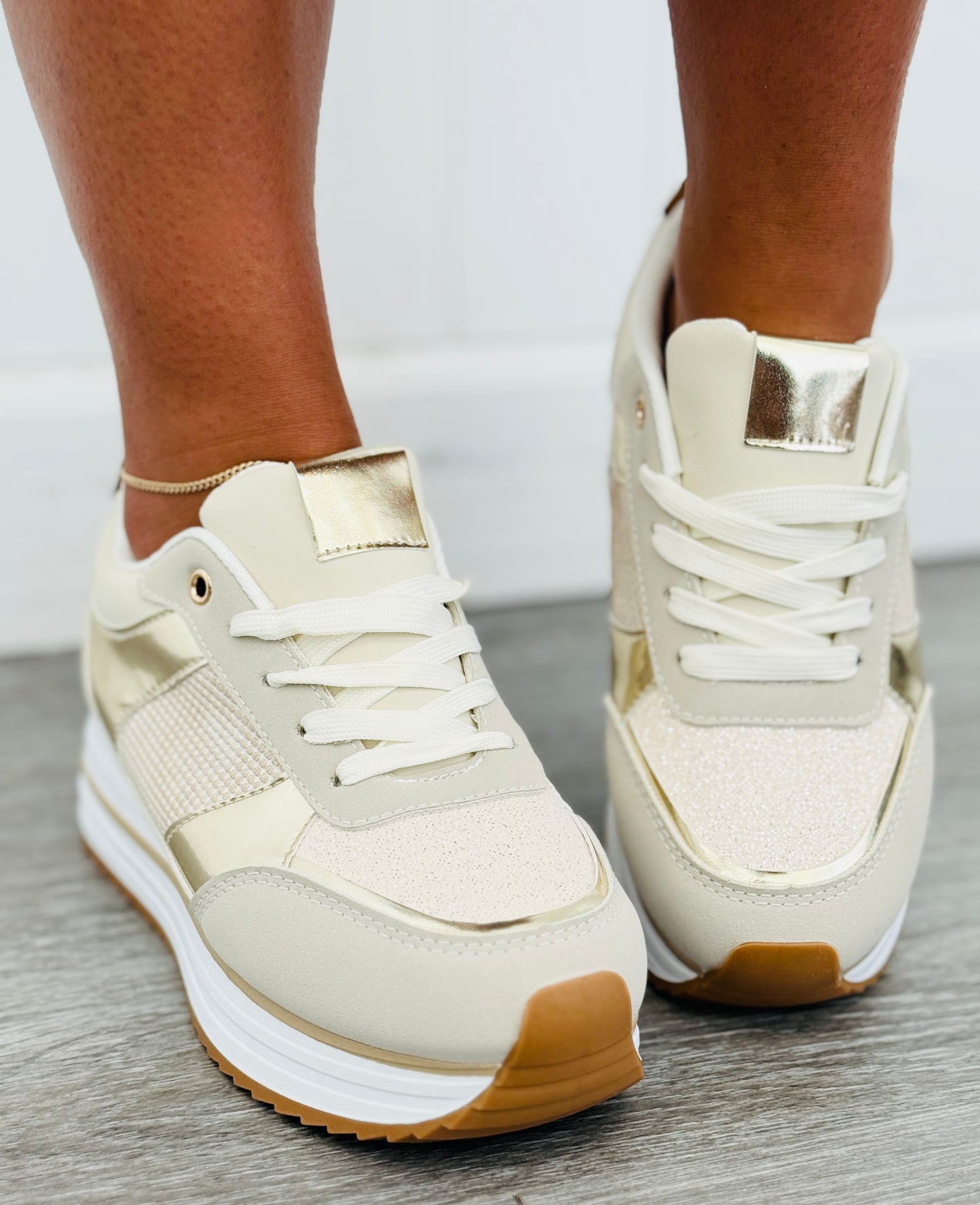 Gold Major Shine Platform Sneakers