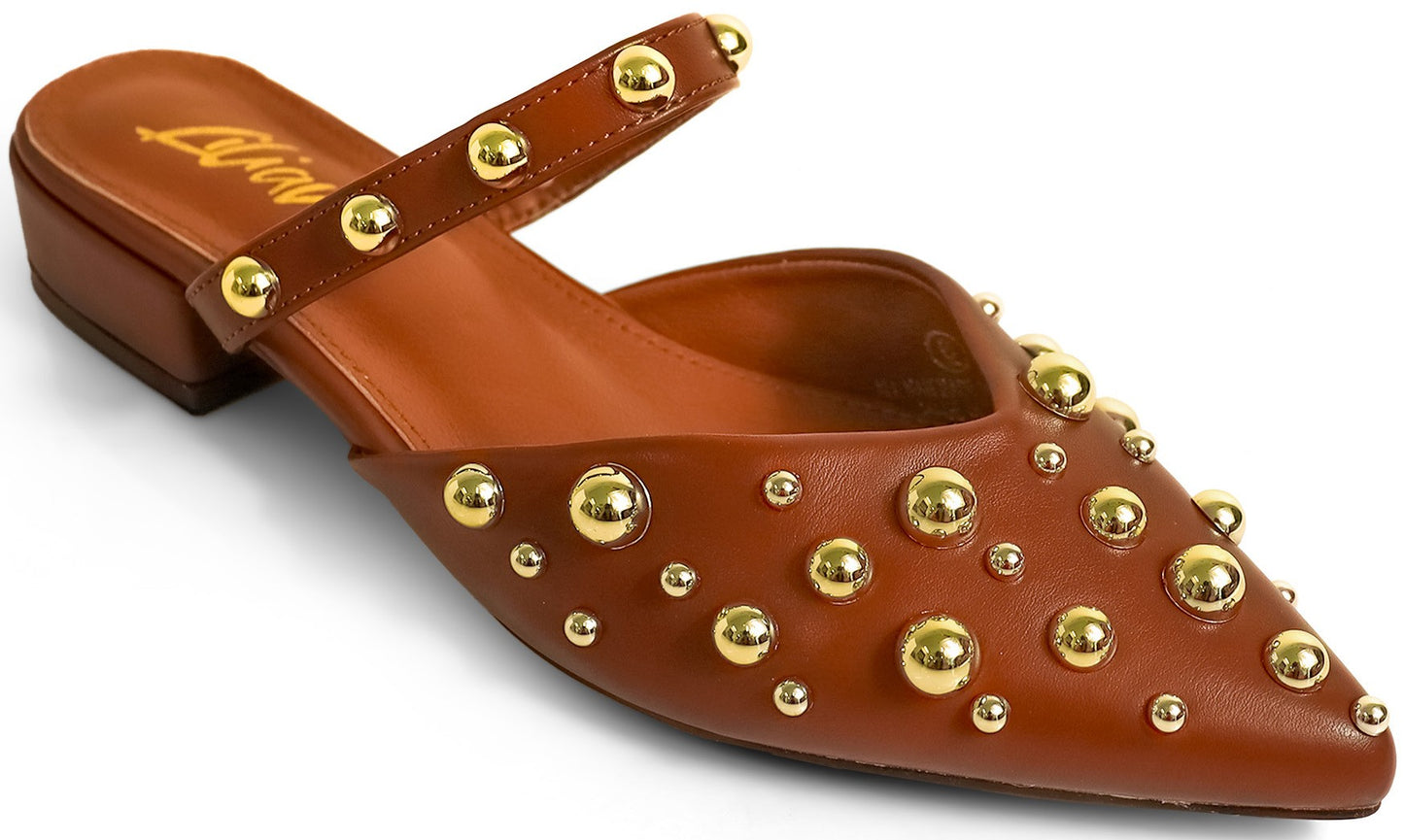 Brown Aurora Pointed Mule