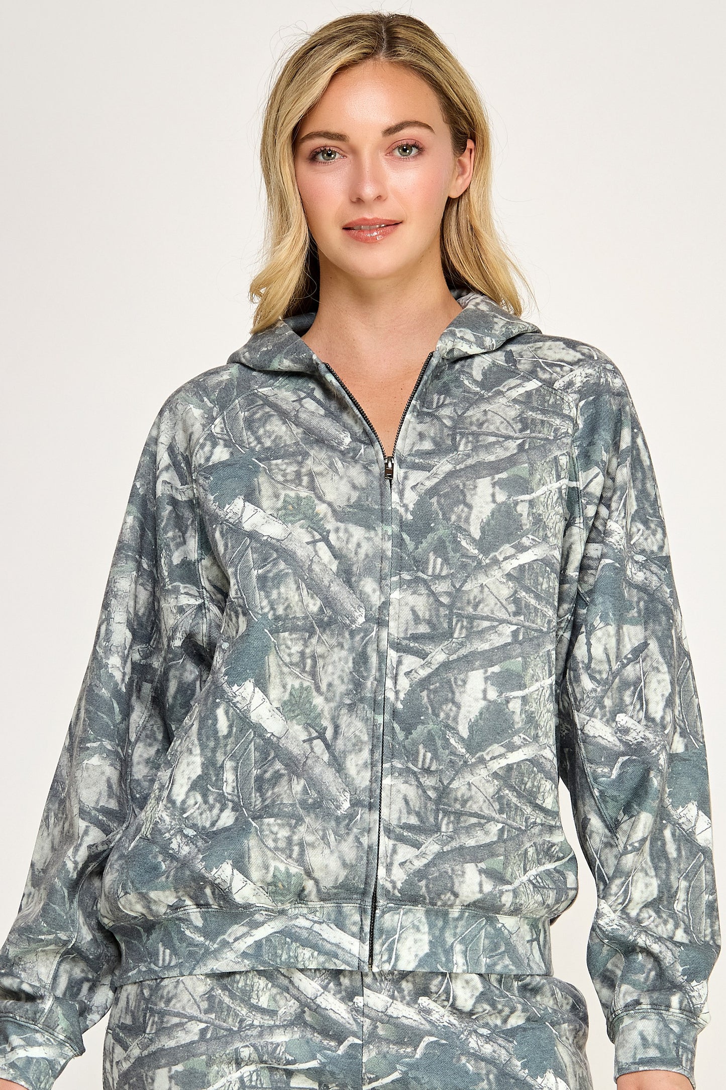 Olive Camo Fleece Zip Up Jacket (Reg.)