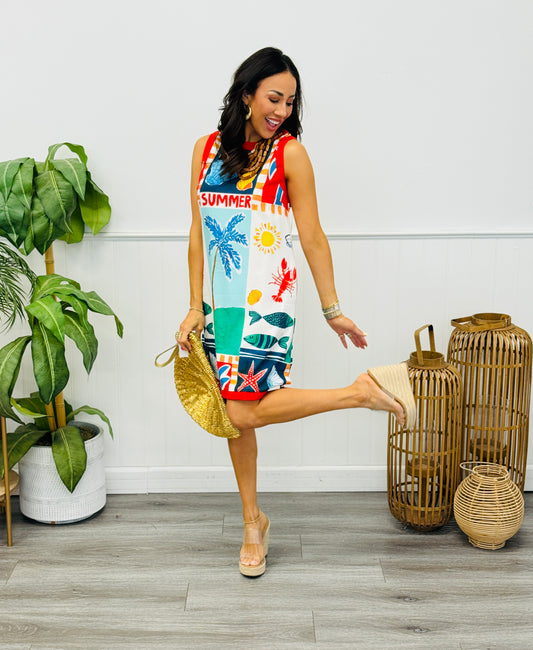 Summer Print Sleeveless Mini Dress (Reg.)