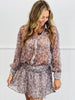 White/Mocha Print Low Waist Mini Dress (Reg.)
