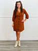 Brown V-Neck Midi Dress (Reg.)