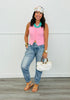 Pink Sleeveless Button Down Sweater Top (Reg.)
