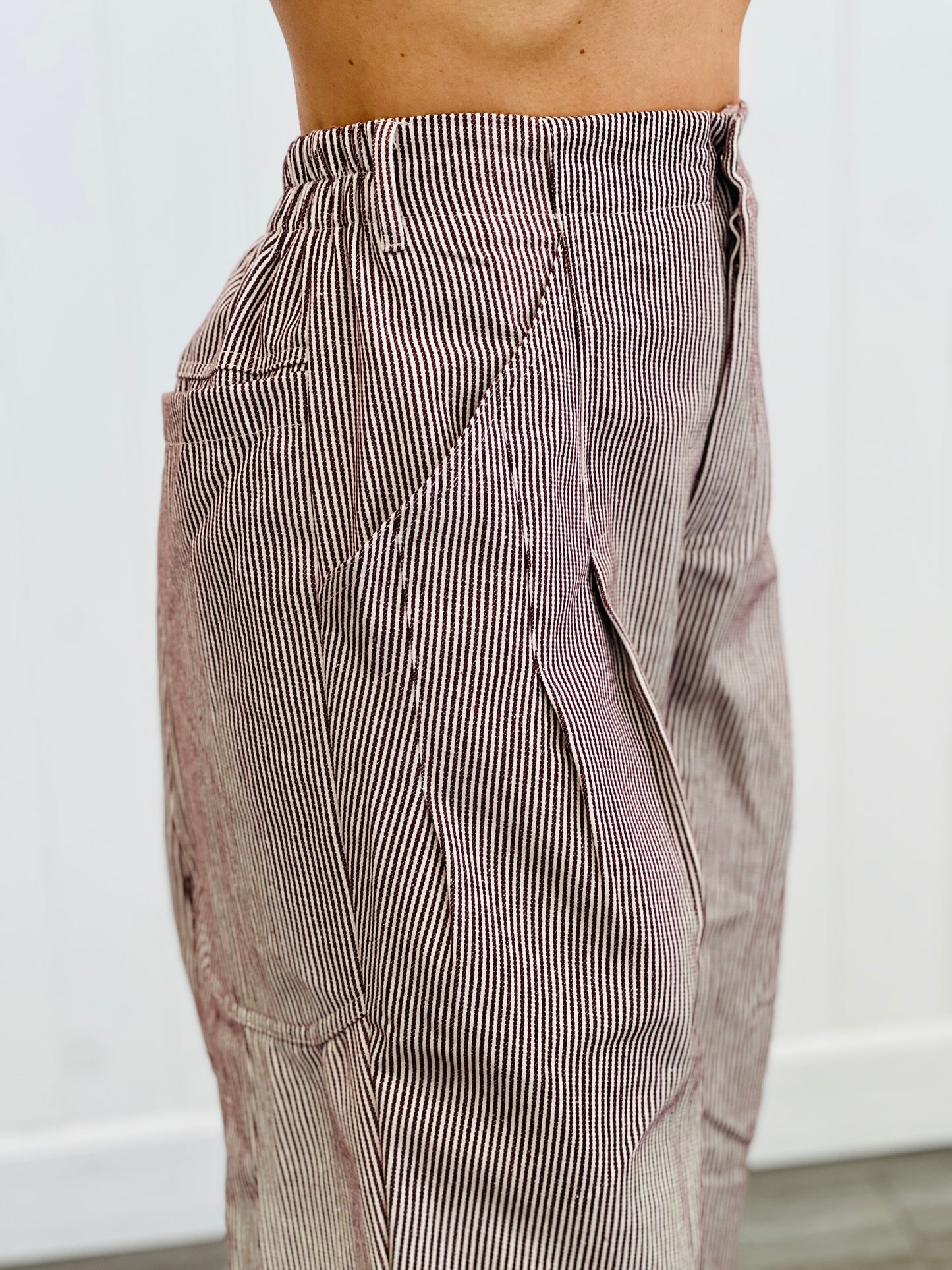 Red Brown Striped Wide Leg Pants (Reg.)