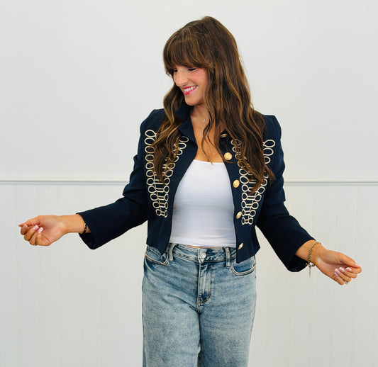 Navy Blue Napoleonic Braided Cardigan (Reg.)