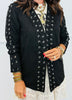 Black Suede Lace Up Cardigan (Reg. and Plus)