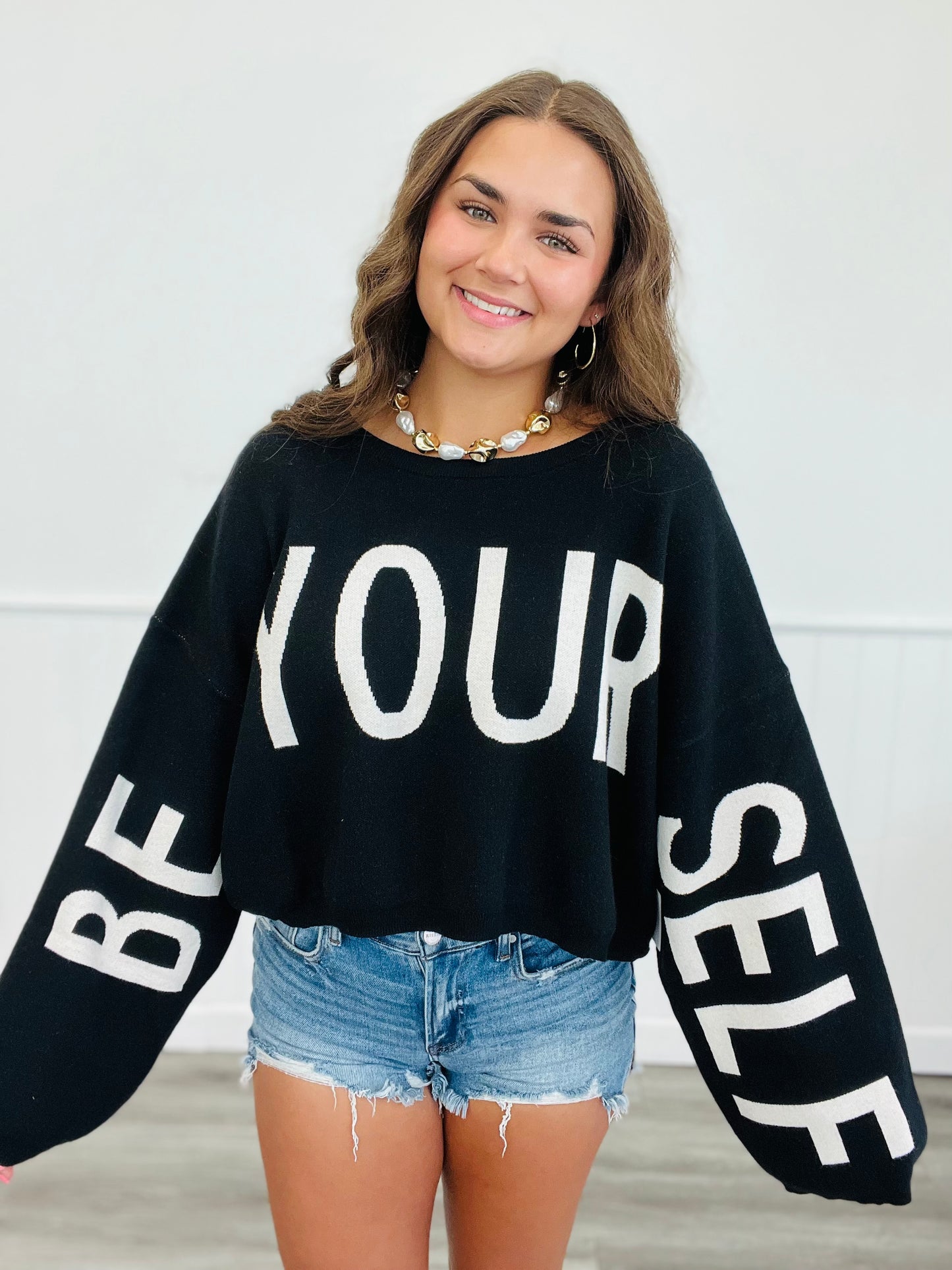 Black Be Yourself Sweater Top (Reg & Plus)