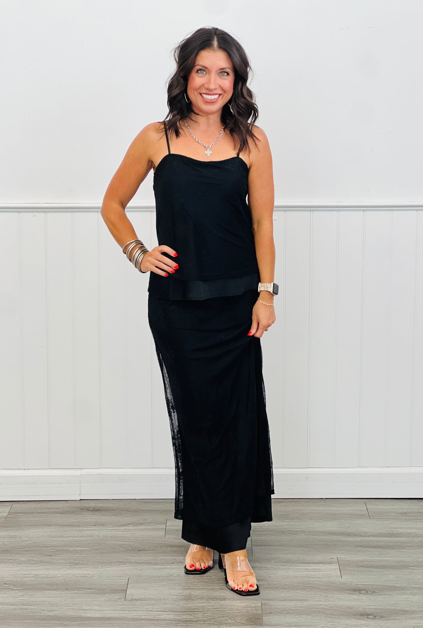 Floral Lace Layered Cami Top (Reg & Plus)