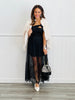 Black Sheer Mesh Lace Mini Lined Maxi Skirt (Reg.)
