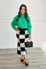 Black/White Checkered Knit Pencil Midi Skirt (Reg. and Plus)