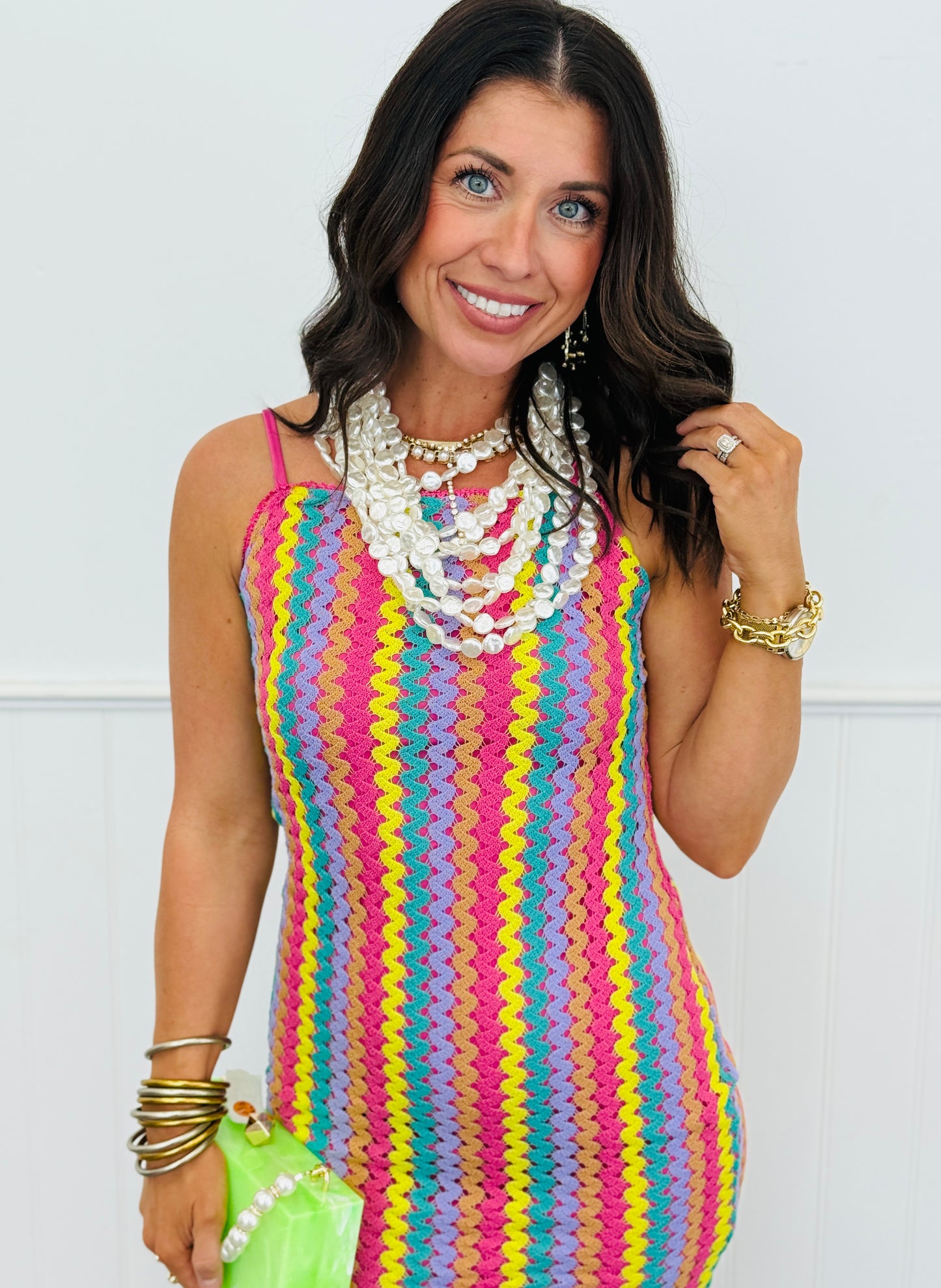 Multi Semi Sheer Crochet Maxi Dress (Reg.)