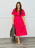 Fuchsia Zip Up Midi Dress (Reg. and Plus)