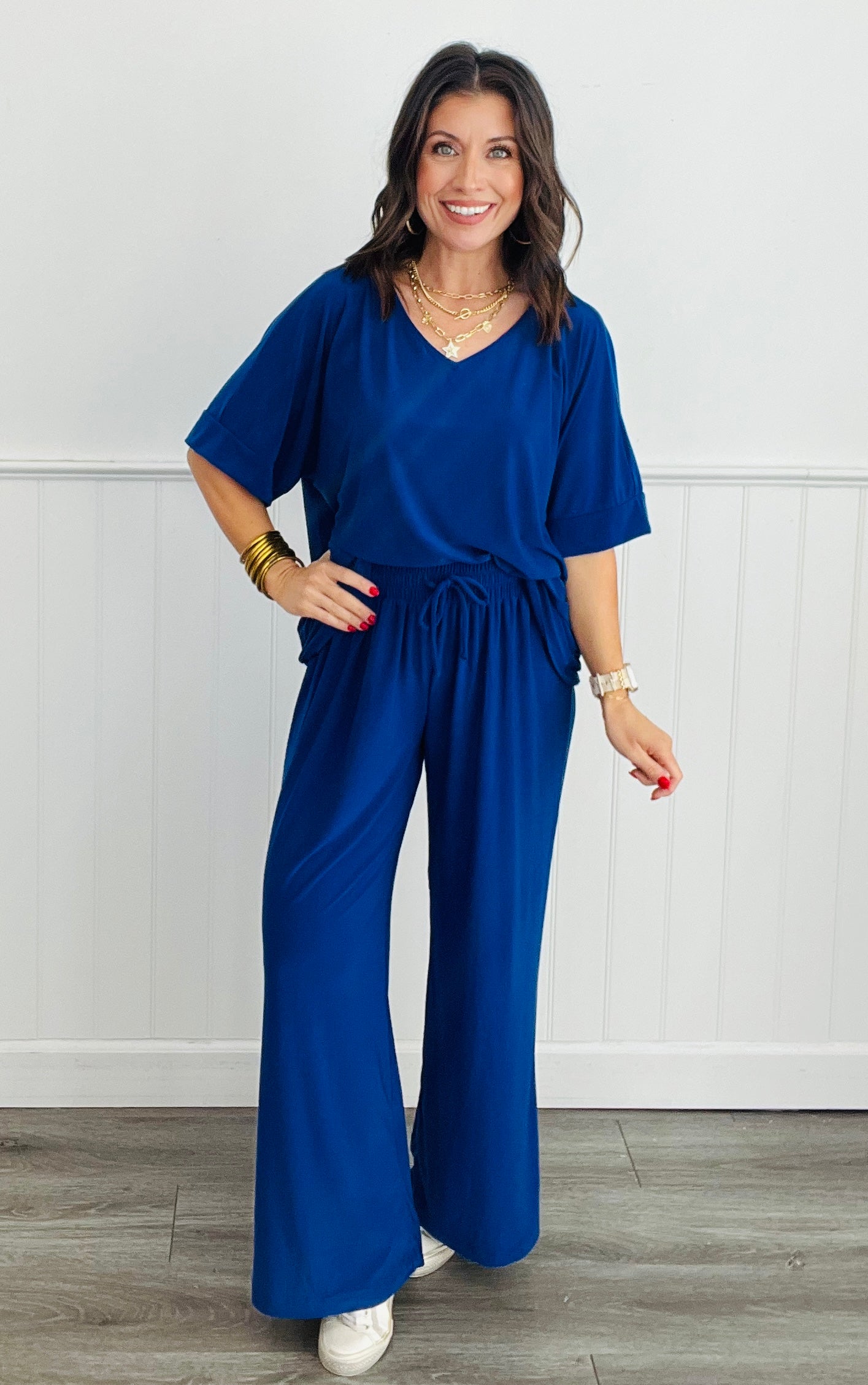 Dear Scarlett Yes Please V-Neck Top & Pants Set (Reg. and Plus) - 8 Colors