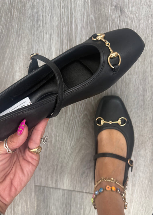 Black Sweet Sophistication Horsebit Flats