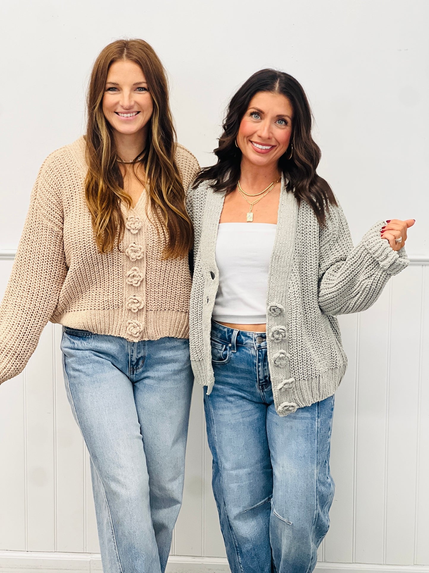 POL Rosette Buttons Sweater Cardigan Remix (Reg.)-2 Colors