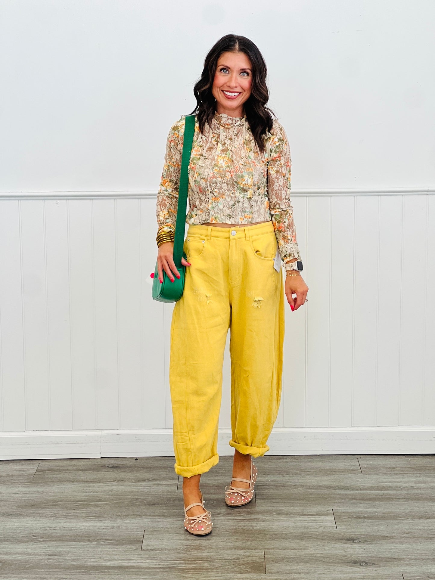 Taupe Multi Floral Mesh Top (Reg & Plus)