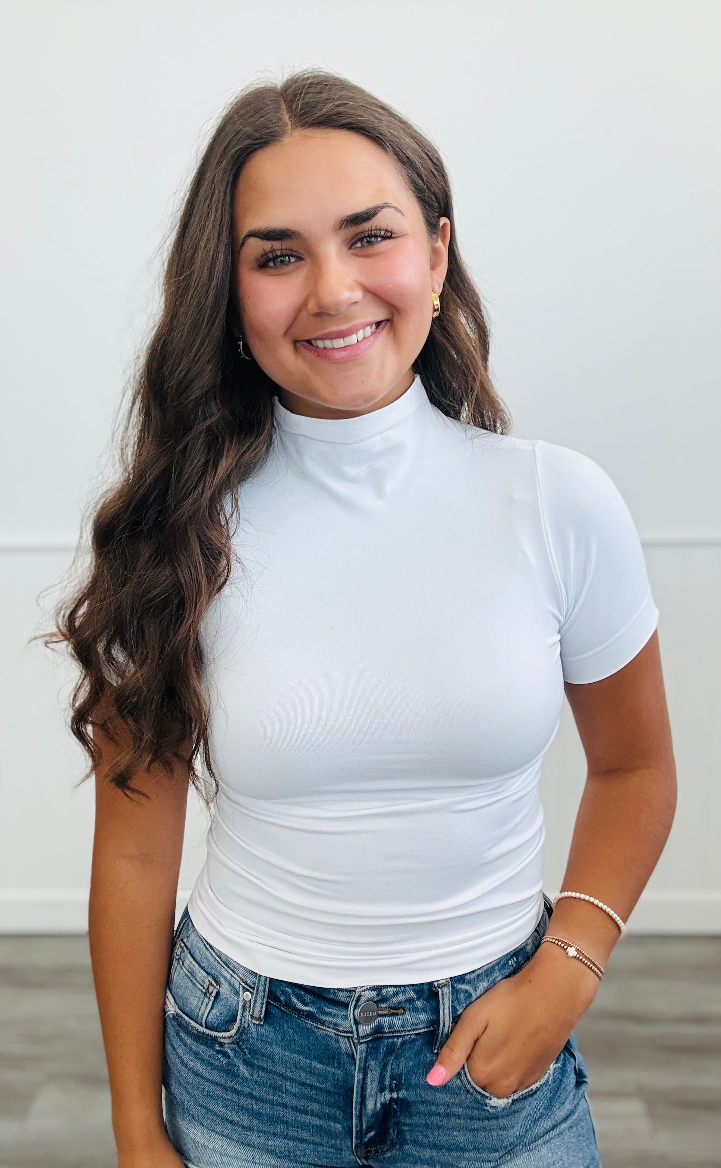 Second Skin Mock Neck Top (One Size)-5 Colors