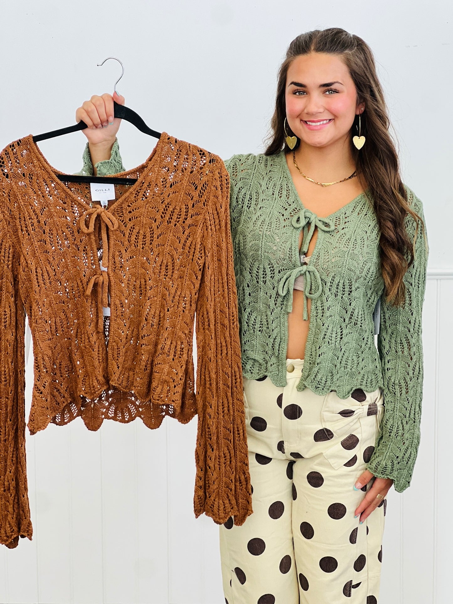 Open Weave Sweater Cardigan Top (Reg & Plus)-2 Colors