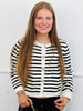 Navy/White Striped Button Down Cardigan (Reg.)