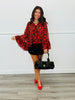 Red Leopard Printed Chiffon Blouse (Reg & Plus)