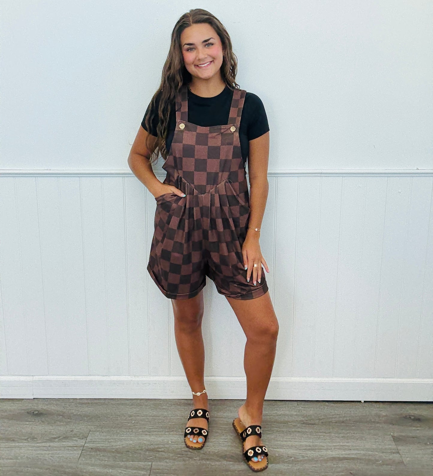Chocolate Checkered Everyday Overalls (Reg. and Plus)