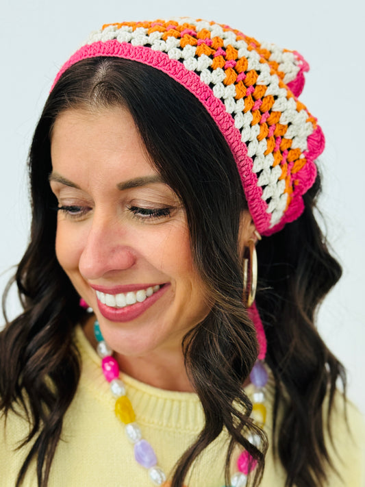 Crochet Striped Headscarf