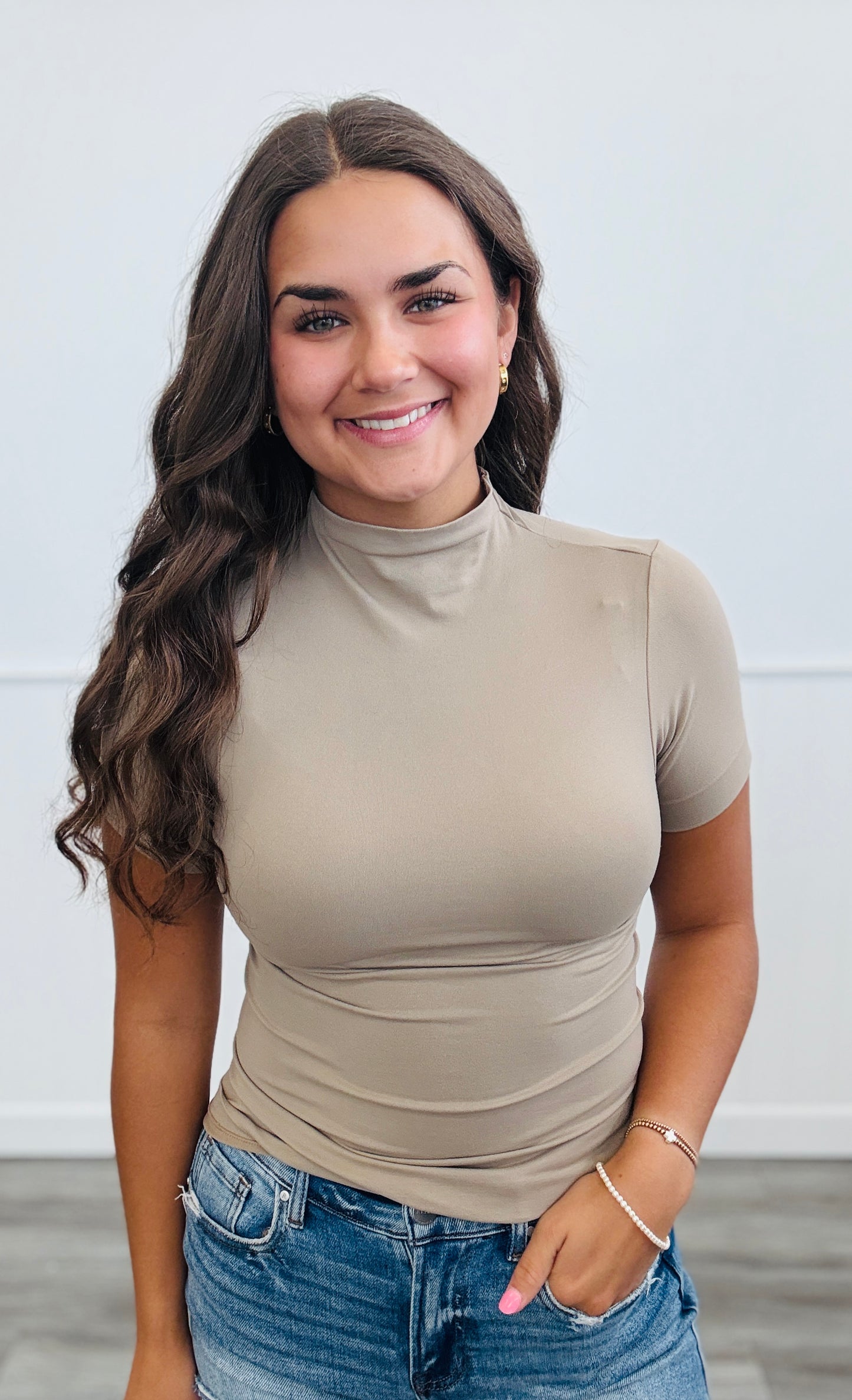 Second Skin Mock Neck Top (One Size)-5 Colors