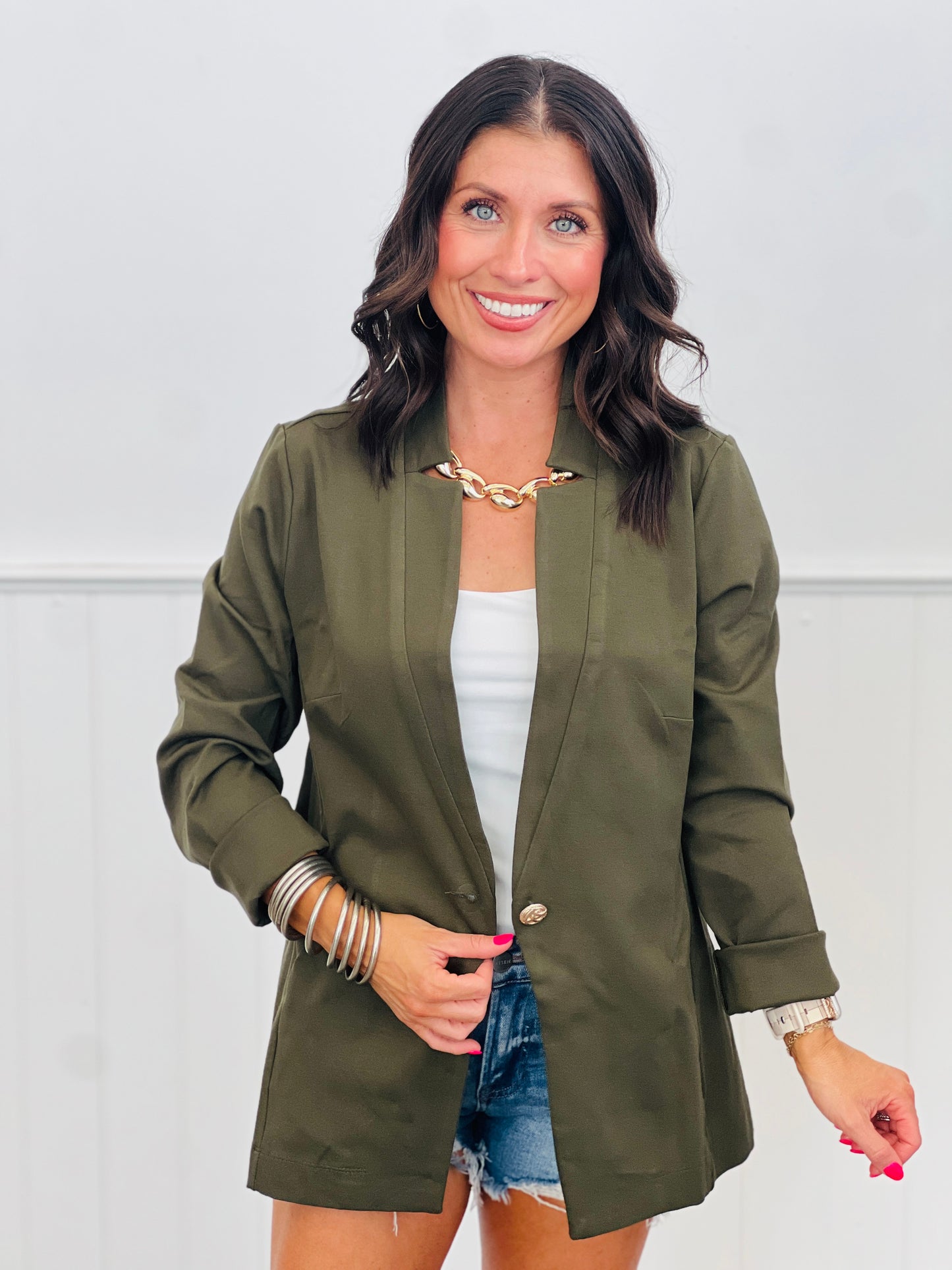 Dear Scarlett Gold Button Blazer (Reg. and Plus) - 7 Colors